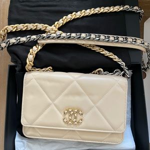 Chanel 19 O-Mini Beige Wallet on Chain